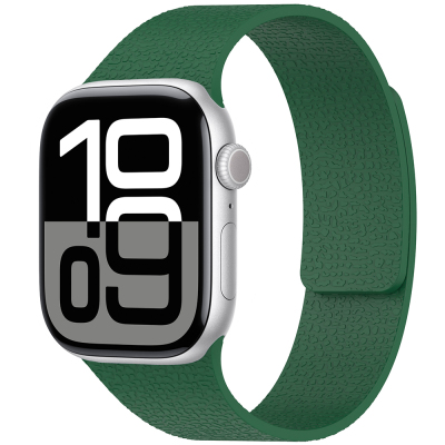 Apple Watch 10 42mm Zore KRD-136 Kabartma Desenli Silikon Kordon Yeşil