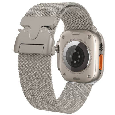 Apple Watch 10 42mm Zore KRD-25 Metal Hasır Kordon Gri