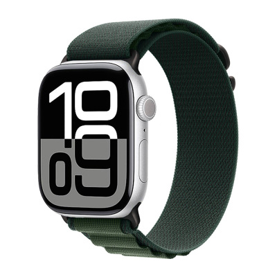 Apple Watch 10 42mm Zore KRD-74 Hasır Kordon Siyah-Yeşil