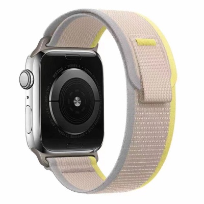 Apple Watch 10 42mm Zore KRD-77 Hasır Kordon Beyaz-Sarı