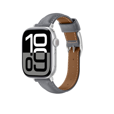 Apple Watch 10 46mm Amazingthing Glamor Class Leather Band Grey