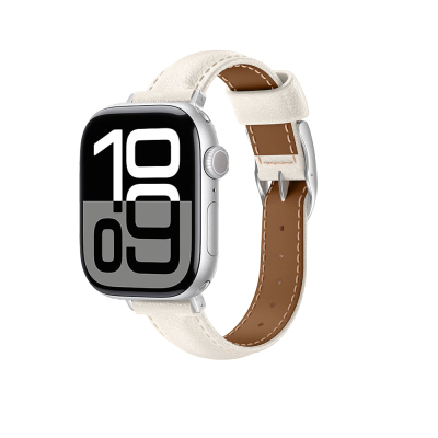 Apple Watch 10 46mm Amazingthing Glamor Class Leather Band Cream