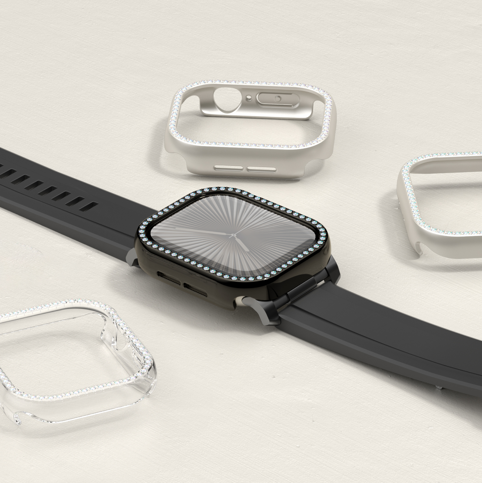 Apple Watch 10 46mm Amazingthing Gleam Fit FullGuard Taşlı Sert PC Kasa ve Ekran Koruyucu - 25