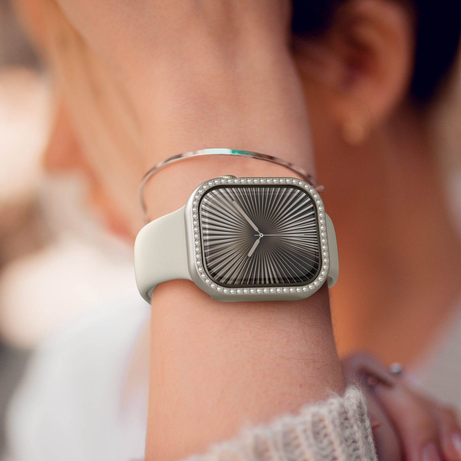 Apple Watch 10 46mm Amazingthing Gleam Fit FullGuard Taşlı Sert PC Kasa ve Ekran Koruyucu - 27