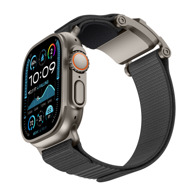 Apple Watch 10 46mm Mohseven iWatch Mecha Sport Hasır Kordon Titanyum-Gri