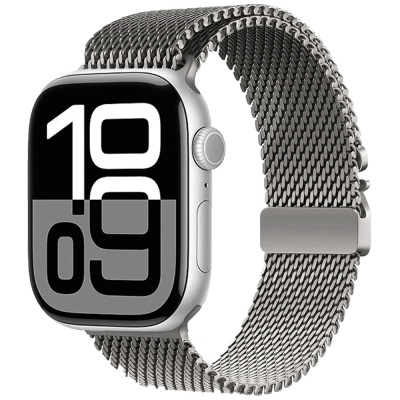 Apple Watch 10 46mm Zore KRD-121 Metal Hasır Kordon Gri