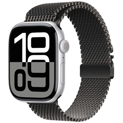 Apple Watch 10 46mm Zore KRD-121 Metal Hasır Kordon Siyah