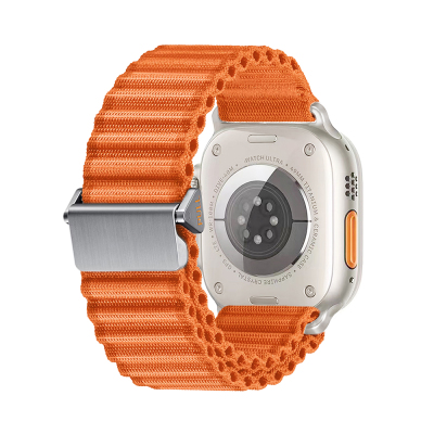 Apple Watch 10 46mm Zore KRD-123 Nylon Fabric Mesh Braided Band Orange