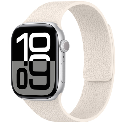 Apple Watch 10 46mm Zore KRD-136 Kabartma Desenli Silikon Kordon Starlight