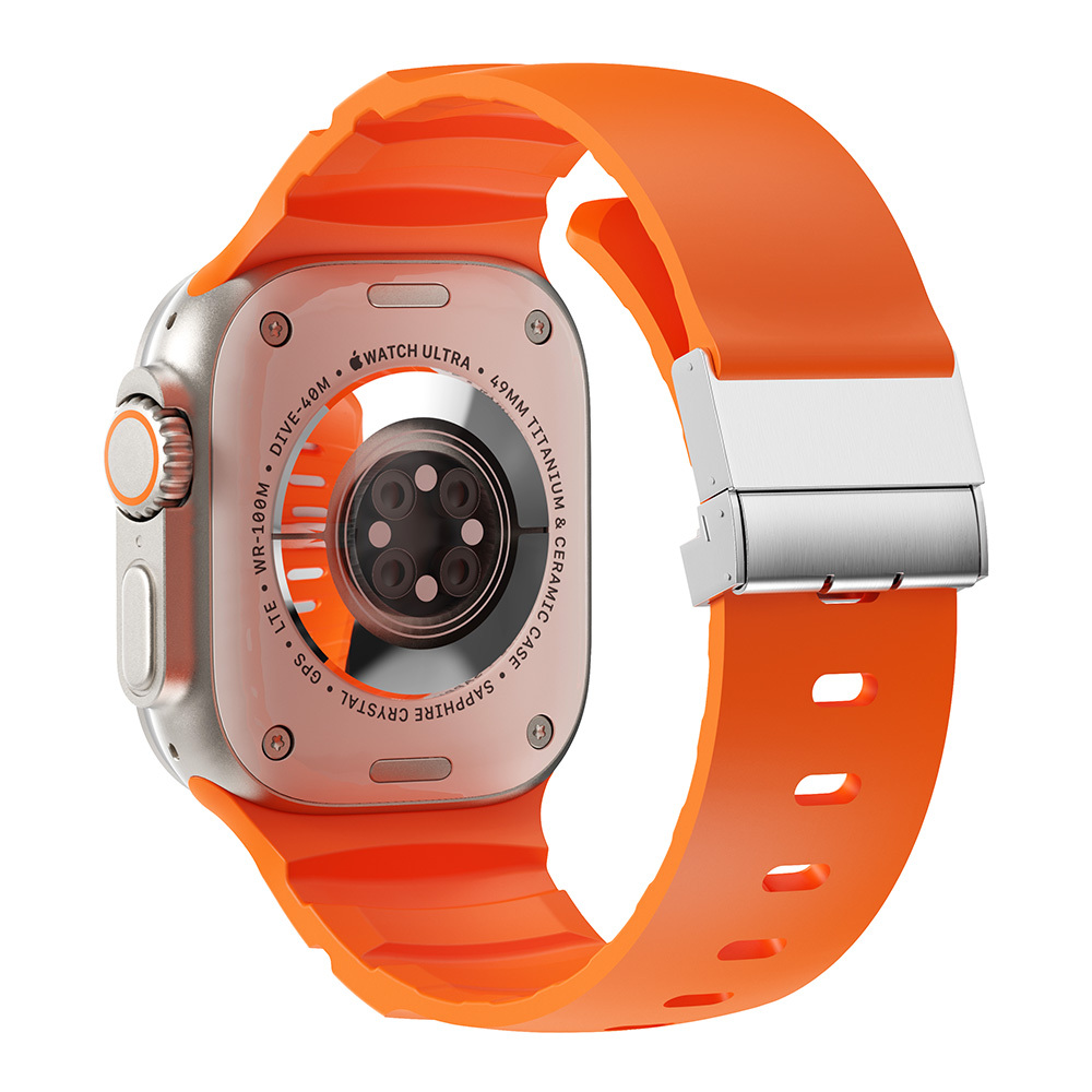 Apple Watch 10 46mm Zore KRD-145 Metal Tokalı Silikon Kordon - 4