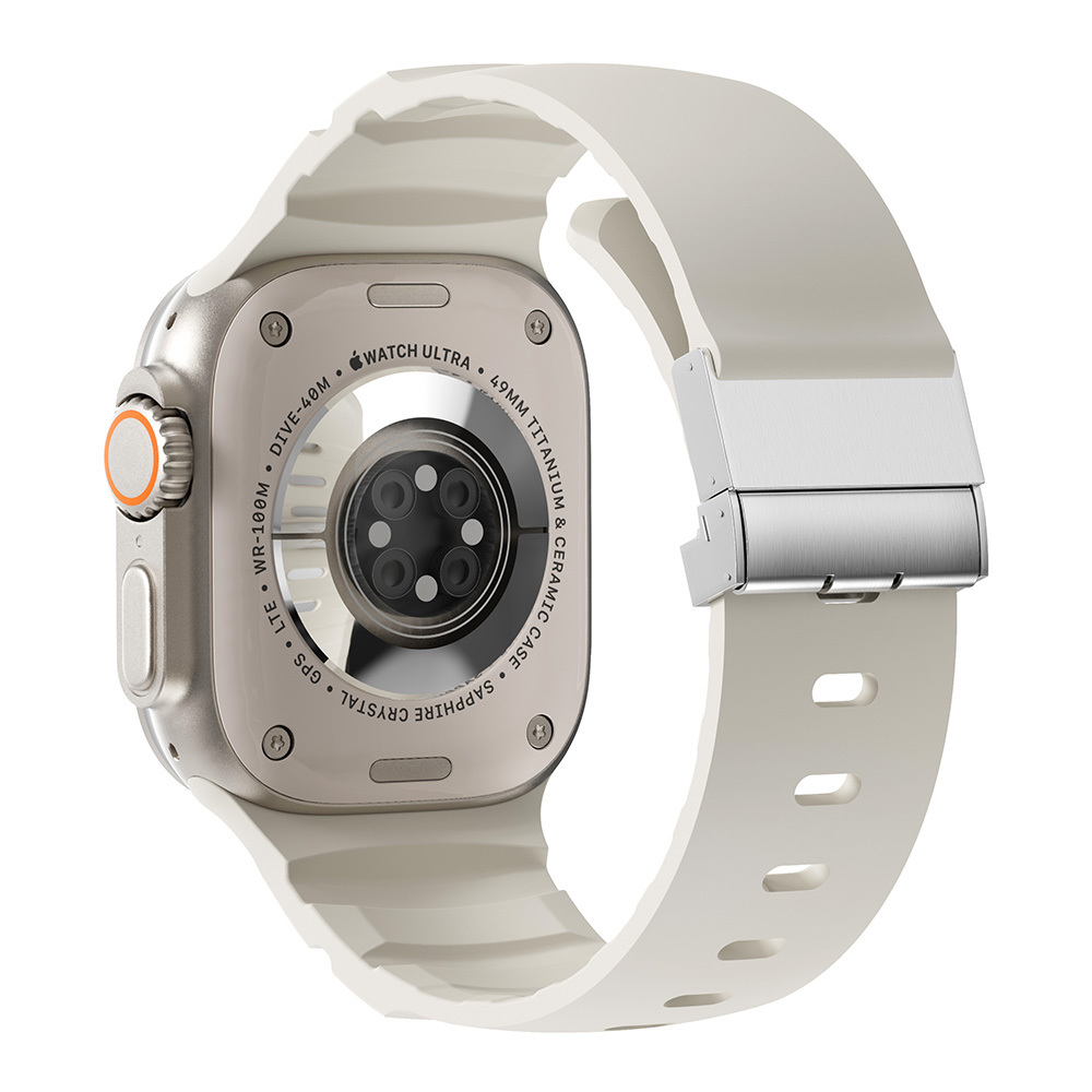Apple Watch 10 46mm Zore KRD-145 Metal Tokalı Silikon Kordon - 2