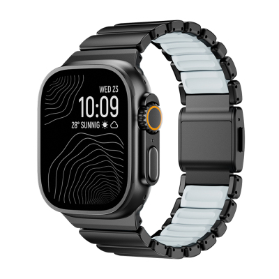 Apple Watch 10 46mm Zore KRD-151 Metal Silikon Kordon Siyah-Mavi