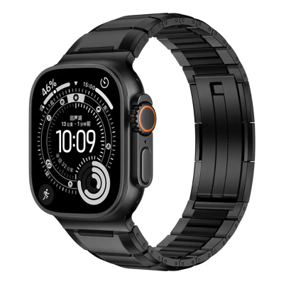 Apple Watch 10 46mm Zore KRD-155 Metal Silikon Kordon Siyah
