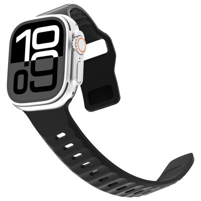 Apple Watch 10 46mm Zore KRD-160 Silikon Kordon Strap Kayış Siyah