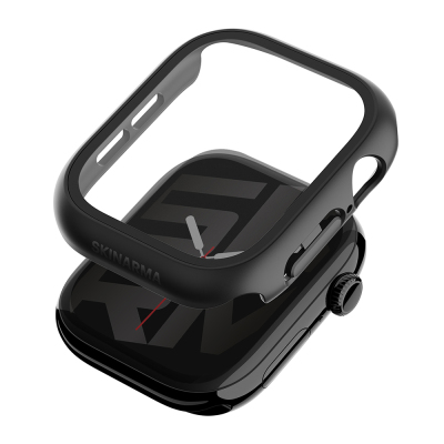 Apple Watch 12 42mm Skinarma Gado Sert Silikon Kasa ve Ekran Koruyucu Siyah