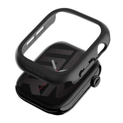 Apple Watch 12 46mm Case Skinarma Gado Hard Silicone Screen Protector Black