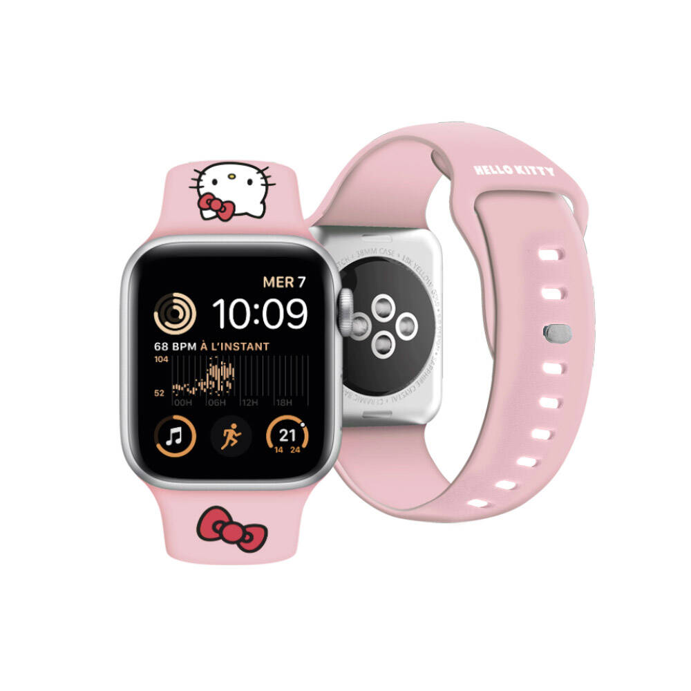 Apple Watch 38mm Hello Kitty Original Licensed Text Logo Bow & Kitty Head Silicone Band - 11