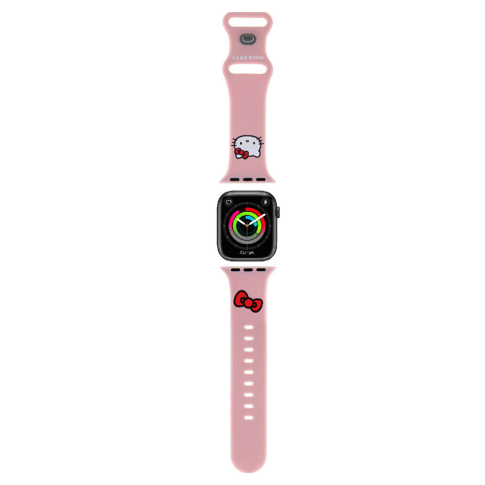 Apple Watch 38mm Hello Kitty Original Licensed Text Logo Bow & Kitty Head Silicone Band - 12