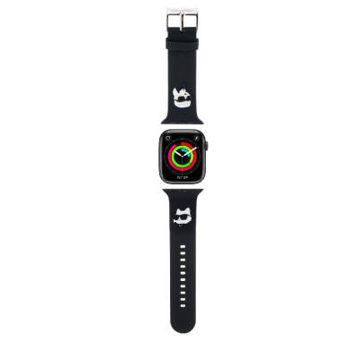 Apple Watch 38mm Karl Lagerfeld Original Licensed Iconic Karl & Choupette Logo Silicone Band Black