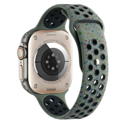 Apple Watch 38mm Kordon Yeni Seri 2023 KRD-02 Silikon Strap Kayış Haki