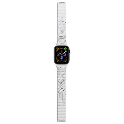 Apple Watch 38mm Kordon Youngkit Technological Magnetik Tak Çıkar Silikon Strap Kayış Beyaz