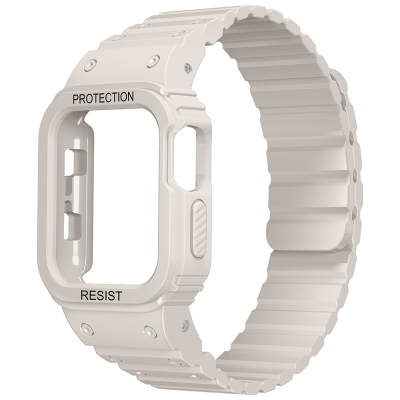 Apple Watch 38mm KRD-142 Airbag Tasarımlı Kasa Koruyuculu Silikon Kordon Starlight