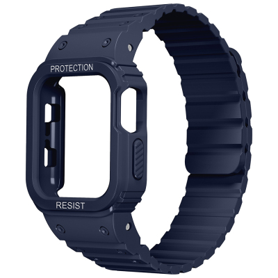 Apple Watch 38mm KRD-142 Airbag Tasarımlı Kasa Koruyuculu Silikon Kordon Midnight Blue