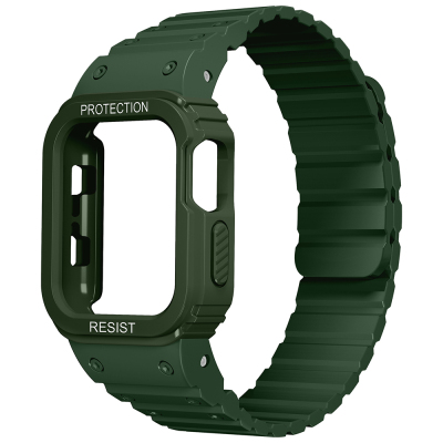Apple Watch 38mm KRD-142 Airbag Tasarımlı Kasa Koruyuculu Silikon Kordon Yeşil