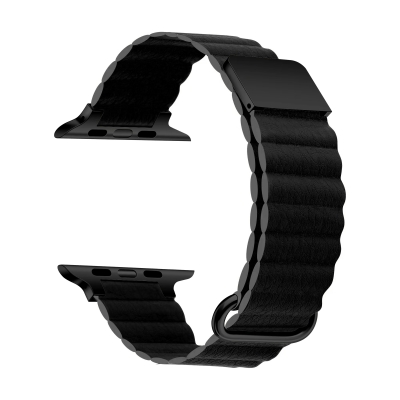 ​​​Apple Watch 38mm KRD-78 PU Deri Kordon Strap Kayış Siyah