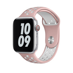 Apple Watch 38mm Wiwu Dual Color Sport Band Silicon Band Pembe-Beyaz
