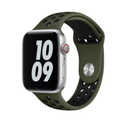 Apple Watch 38mm Wiwu Dual Color Sport Band Silikon Kordon Yeşil-Siyah