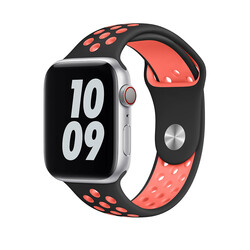 Apple Watch 38mm Wiwu Dual Color Sport Band Silikon Kordon Siyah-Kırmızı