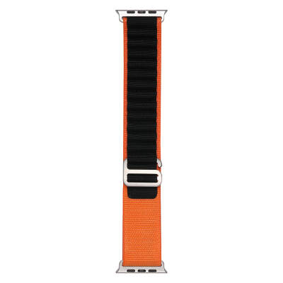 Apple Watch 38mm Zore Band-74 Hasır Kordon Siyah-Turuncu