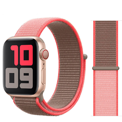 Apple Watch 38mm Zore KRD-03 Hasır Kordon 56-Neon Pink