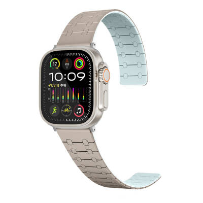 Apple Watch 38mm Zore KRD-111 Çizgili Desenli Silikon Kordon Haki