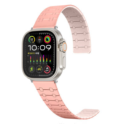 Apple Watch 38mm Zore KRD-111 Çizgili Desenli Silikon Kordon Pembe