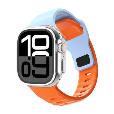 Apple Watch 38mm Zore KRD-160 Silicone Band Strap Mavi-Turuncu