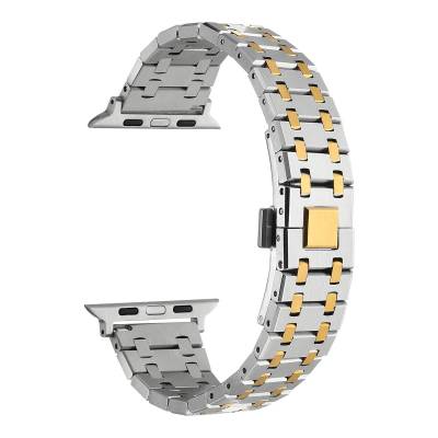 Apple Watch 38mm Zore KRD-83 Metal Band Gümüş-Gold