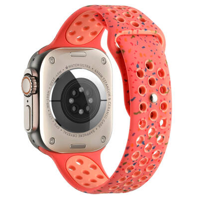 Apple Watch 40mm Kordon Yeni Seri 2023 KRD-02 Silikon Strap Kayış Turuncu
