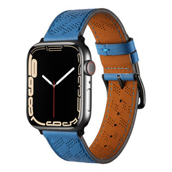 ​​​Apple Watch 40mm KRD-76 PU Deri Kordon Strap Kayış Mavi