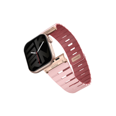 Apple Watch 40mm Skinarma Gemini Serisi TPU Magnetik Silikon Kordon Pembe