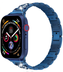 Apple Watch 40mm Wiwu Three Beads Set Auger Metal Band Blue