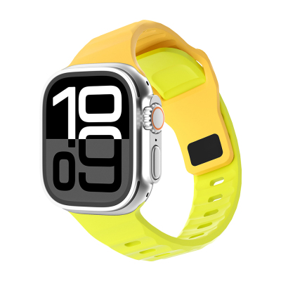 Apple Watch 40mm Zore KRD-160 Silikon Kordon Strap Kayış Sarı-Yeşil