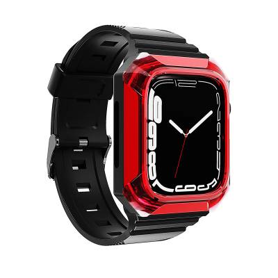 Apple Watch 40mm Zore KRD-88 Hard PC Case Protective Silicone Band Red