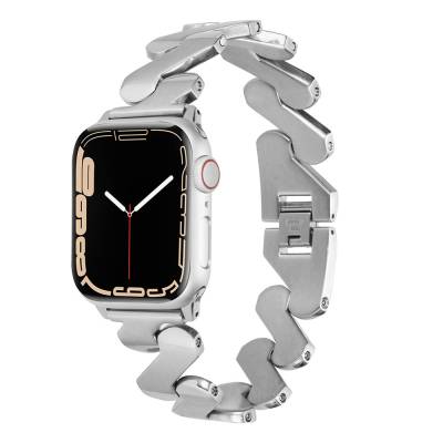 ​​​Apple Watch 42mm Kordon KRD-80 Metal Strap Kayış Gümüş