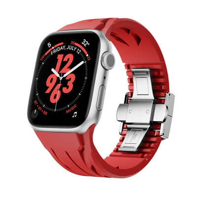 Apple Watch 42mm KRD-127 Metal Buckle Silicone Band Red