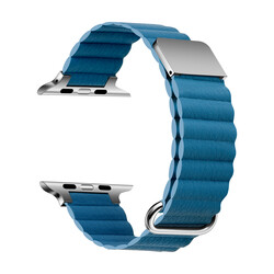 ​​​Apple Watch 42mm KRD-78 PU Deri Kordon Strap Kayış Mavi