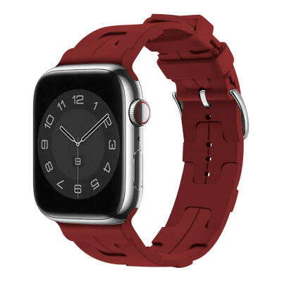 Apple Watch 42mm KRD-92 Silikon Kordon Koyu Kırmızı
