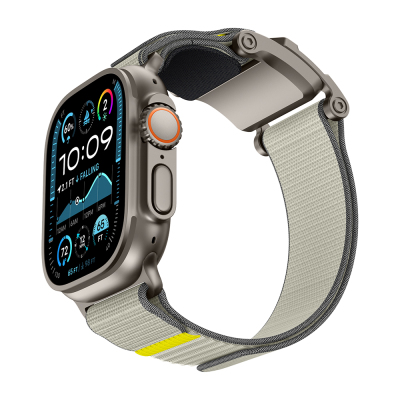 Apple Watch 42mm Mohseven iWatch Mecha Sport Silikon Kordon Titanyum-Bej