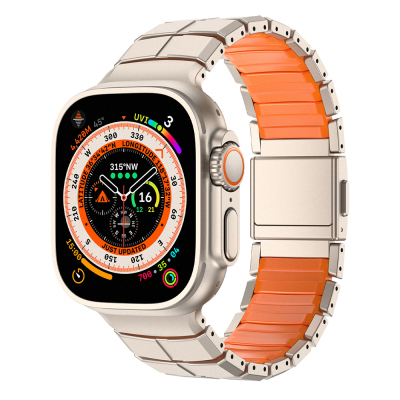 Apple Watch 42mm Mohseven iWatch Titancore No.1 Metal Band Titanyum-Turuncu